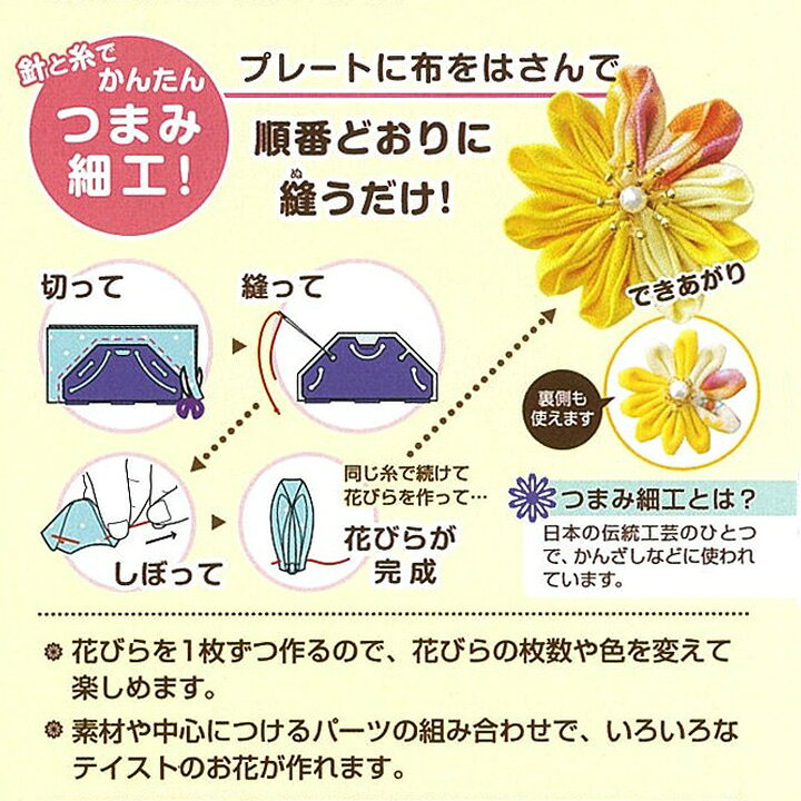 クロバー つまみ細工プレート 剣ひだつまみ SS 57-463｜便利グッズ 簡単 つまみ細工 レシピつき shugale-10033563 手芸材料の通信販売 シュゲール サンプル画像2