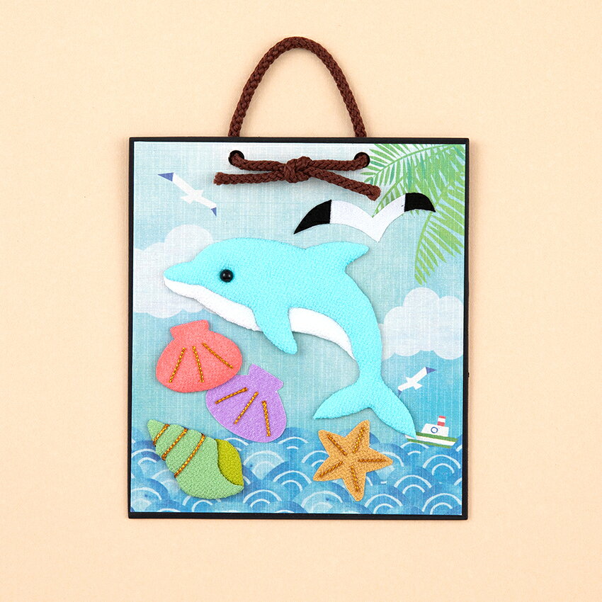 手芸キット ほっこり動物の押し絵かべ飾り 夏セット（かえる・イルカ・きんぎょ） ちりめん押絵キット shugale-10101305 手芸材料の通信販売 シュゲール サンプル画像3
