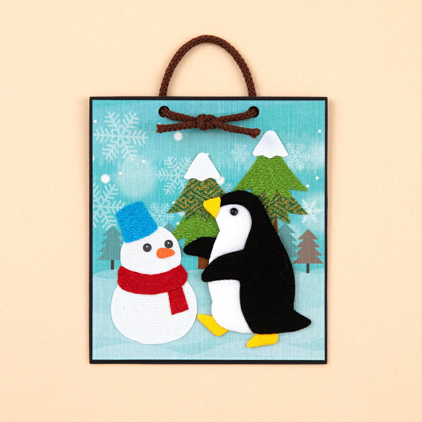 手芸キット ほっこり動物の押し絵かべ飾り 冬セット（ペンギン・うさぎ・うぐいす） ちりめん押絵キット shugale-10101307 手芸材料の通信販売 シュゲール サンプル画像2