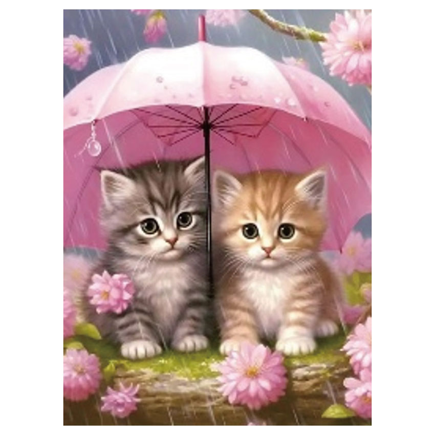 キラキラビーズアート ネコと傘 SCB-498 キャンバスサイズ 30×40cm エルベール | 刺繍キット ビーズ キ..