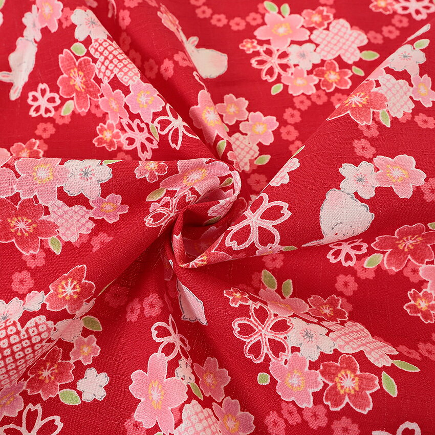 いろは日和 桜とうさぎ ツムギクロス 50cm単位 | 切売り 切り売り 生地 布 布地 コ...