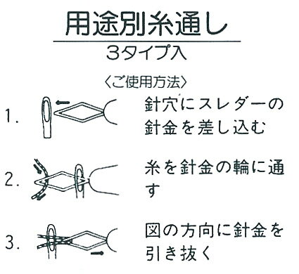 用途別糸通し 【メール便可】| 裁縫道具 便利グッズ 普通針用 絹針用 ミシン針用 ...