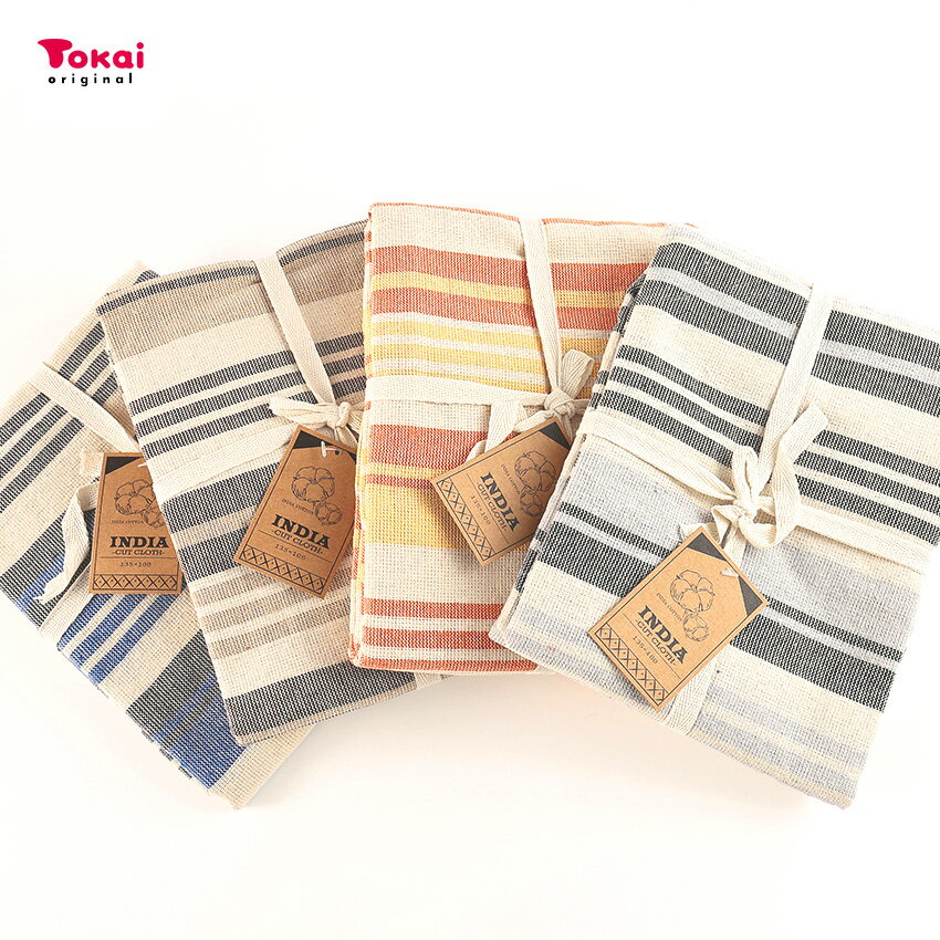 インド綿 ライトウェイト 135×100cm カットクロス | 生地 布 布地 はぎれ カット布 カットクロス ナチュラル インテリア ボーダー柄 ストライプ柄 インドコットン インド生地 インド布 インド 幅広 広幅