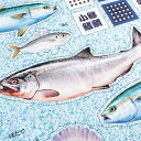 インクジェットパネル お魚屋さん しゃけ 108×95cm カットクロス|生地 布 布地 はぎれ カット布 コットン100% インクジェット パネル パネル生地...