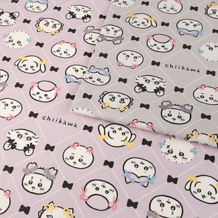 ちいかわ リボン柄 オックス 50cm単位 | 切売り 切り売り 生地 布 布地 コットン100％ アニメ キャラク..
