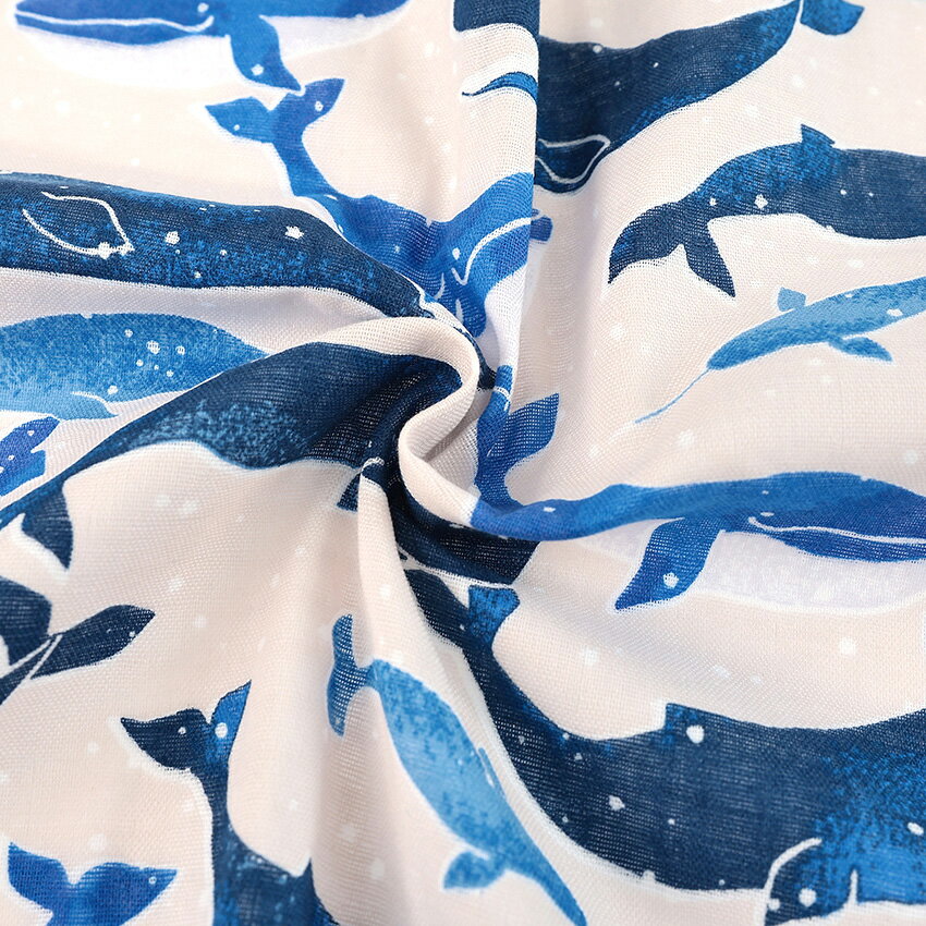 クジラ柄 ダブルガーゼ 50cm単位 | 切売り 切り売り 生地 布 布地 天然素材 コット...