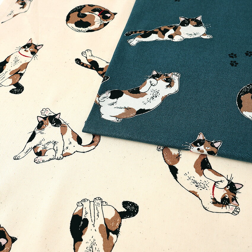 ねこ柄 オックス 50cm単位 | 切売り 切り売り 生地 布 布地 コットン100％ 猫 ネコ キャット ニャンコ にゃんこ みけねこ 動物柄 アニマル柄 かわいい 普通地 丈夫 入園 入学 新学期 通園 通学 グッズ 男の子 女の子