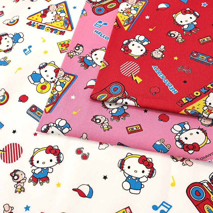 ■布幅（約）…109cm ■素材…綿100％ ■数量設定…50cm単位の切売り　（ご購入例： 数量 2 = 1m） ●生地の厚さ … 普通地 ●透け感 … ほぼなし ●生地の特徴 … スタンダードな平織のオックス素材。 中厚で丈夫です。 しっかりとしたバッグを作るなら、裏地や接着芯をつけて作るのがおすすめ。 巾着なら裏地なしでもしっかりしたものが作れます。 伸縮性はありません。 縫いやすく、初心者の方にも取り扱いやすいです。 ●おすすめ用途 … 入園入学グッズのレッスンバッグ、シューズケース、体操服袋、 コップ袋などの巾着類、ポケットバッグやポーチなどの小物、 ナフキンやエプロンなどのキッチングッズ等、幅広い用途でご使用いただけます。 音楽をテーマにしたポップでカジュアルなデザイン ハローキティと友達のタイニーチャムがEnjoy music！ ヘッドホンをつけてローラースケートを楽しむキティちゃんがキュート。 レコードプレーヤーやカセットデッキなどのモチーフがレトロな雰囲気です。 ※この商品を使用した商用目的の製品化はご遠慮ください。 ※単品で1.5mまでメール便可能です。サンリオ ハローキティ ミュージック オックス 50cm単位【メール便可】 音楽をテーマにしたポップでカジュアルなデザイン ハローキティと友達のタイニーチャムがEnjoy music！ ヘッドホンをつけてローラースケートを楽しむキティちゃんがキュート。 レコードプレーヤーやカセットデッキなどのモチーフがレトロな雰囲気です。 布幅（約）109cm 素材 綿100％ スタンダードな平織のオックス素材。 中厚で丈夫です。 しっかりとしたバッグを作るなら、裏地や接着芯をつけて作るのがおすすめ。 巾着なら裏地なしでもしっかりしたものが作れます。 伸縮性はありません。 縫いやすく、初心者の方にも取り扱いやすいです。 入園入学グッズのレッスンバッグ、シューズケース、体操服袋、 コップ袋などの巾着類、ポケットバッグやポーチなどの小物、 ナフキンやエプロンなどのキッチングッズ等、幅広い用途でご使用いただけます。 【サンリオ】の商品一覧はこちら！