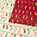 Xmas col ホリデーソックス スケア 50cm単位 | 切売り 切り売り 生地 布 布地 コットン100% クリスマス 上品 靴下 くつした くつ下 ソックス おしゃれ 薄手 薄地 ディスプレイ 飾り付け パッチワーク かわいい
