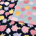 あじさい柄 リップル 50cm単位|切売り 切り売り 生地 布 布地 花柄 フラワー柄 紫陽花 アジサイ 和風 和調 カラフル 鮮やか ゆかた 浴衣 じんべい 甚平 浴衣ドレス 女の子 男の子 かわいい コットン100%