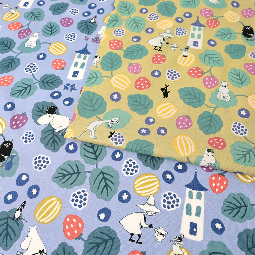 ムーミン×河東梨香 ベリー畑に シーチング 50cm単位 | 切売り 切り売り 生地 布 布地 かわいい 北欧風 ナチュラル いちご イチゴ 植物 スナフキン リトルミイ 作家 コラボ トーベヤンソン 薄手 薄地 コットン100％ 北欧調 北欧テイスト tonaのサムネイル