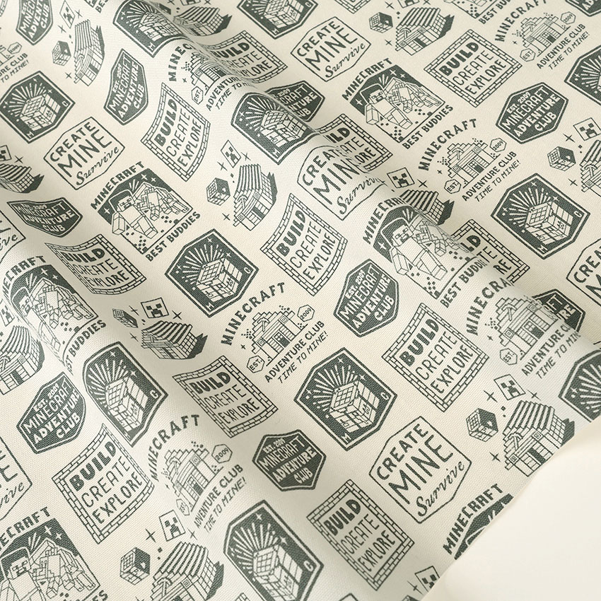 マインクラフト エンブレム柄 オックス 50cm単位 | 切売り 切り売り 生地 布 布地 マイクラ コットン100％ MINECRAFT キャラクター ゲーム 剣 ツルハシ TNT 総柄 入園 入学 新学期 通園 通学 グッズ 男の子 女の子 かっこいい