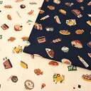 図鑑シリーズ Japanese food オックス 50cm単位 | 切売り 切り売り 生地 布 布地 かわいい 食べ物 和柄 和テイスト ジャパニーズ フード ご飯 ごはん 生成 ネイビー 普通地 丈夫 コットン100% 飲み物 和菓子 和風 和調 日本食