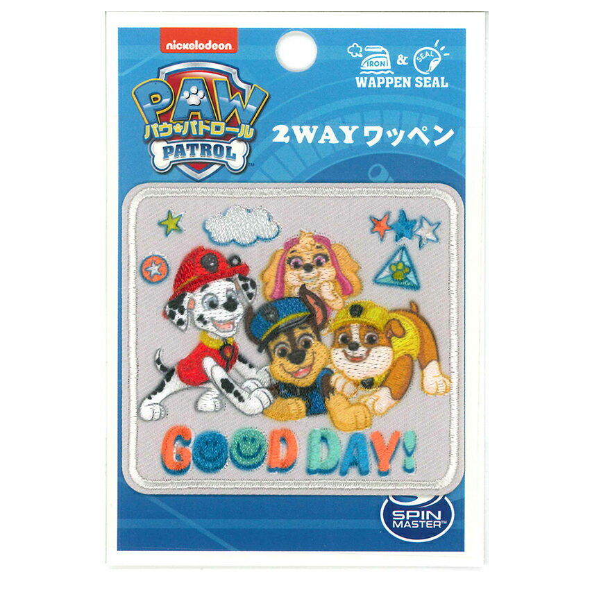 パウ・パトロール ワッペン大 GOOD DAY | ワッペン アップリケ シールタイプ アイロン接着 キャラクター 入園 入学 通園 通学 目印 ワンポイント
