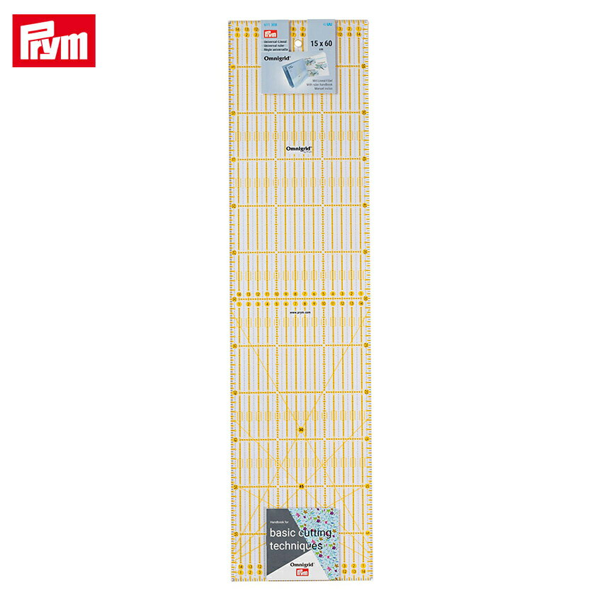 明るい色、暗い色、どちらの生地でもわかりやすい、黒と黄色のセンチ表記定規です。パッチワークに便利な、30、45、60、90度のガイド付き。 ■サイズ（約）…150x600x3mm（商品サイズ） ■素材…アクリル ■生産国…中国 メーカー希望小売価格はメーカーカタログに基づいて掲載しています ▼関連商品はこちら プリム オムニグリッド定規 15×30cm 611307 プリム オムニグリッド三角定規 1／4 20cm 611313 1／2 15cm 611314 プリム オムニグリッド定規 10×45cm 611318 プリム オムニグリッド定規 31.5×31.5cm 611319 プリム オムニグリッド定規 20×20cm 611655 プリム オムニグリッド三角定規60度 20cm 611656プリム オムニグリッド定規 15×60cm 611308 【プリム】一覧はこちら！