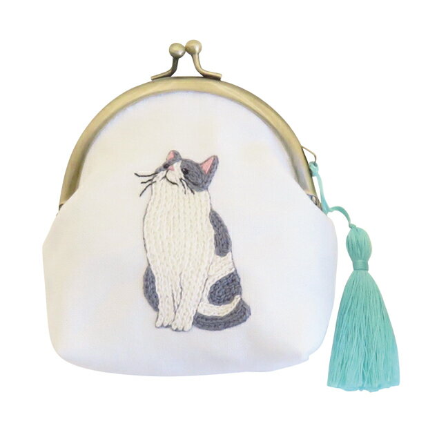 刺繍 キット オリムパス フランス刺しゅうキット ねこ がま口ポーチ おねだりニャンコ 【メール便可】