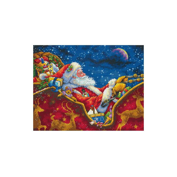 楽天手芸材料の通信販売　シュゲール刺繍 Dimensions Santa's Midnight Ride｜刺しゅうキット クロスステッチ GOLDCOLLECTION クリスマス