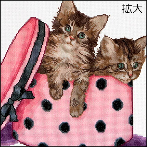 刺繍 刺しゅう 輸入キット Thea GOUVERNEUR Kittens in Hat Box 734