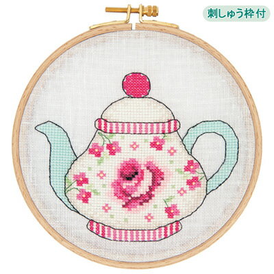 刺繍 刺しゅう輸入キット RICO Teapot （刺しゅう枠付） 【メール便可】