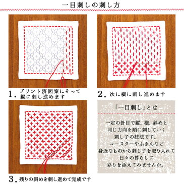 オリムパス こぎん刺し 一目刺しのコースター（5枚1組) SK-293 【メール便可】|一目刺しコースター キット