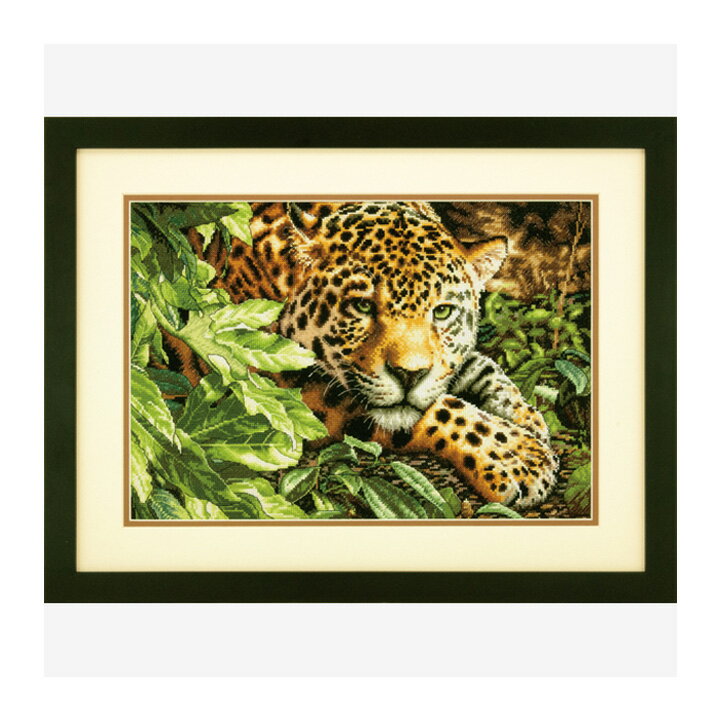 刺繍 ディメンジョン Leopardo in Repose 休めるヒョウ ｜ クロスステッチ キット 緑の中の美しい豹 70-35300