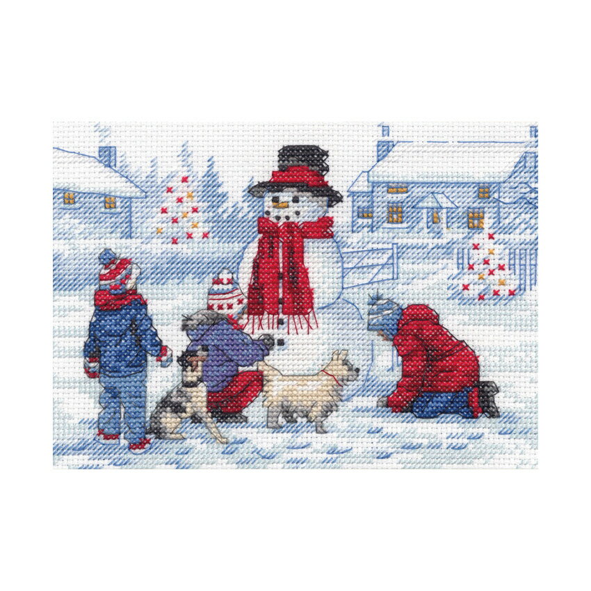 ◎注目輸入刺繍！◎ 輸入 刺繍キット Dimensions 70-08993 Building a Snowman スノーマン作ろ | ディメンジョン 雪だるま ゆきだるま スノー 刺繍キット クロスステッチキット