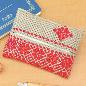 刺繍 オリムパスこぎんキット ティッシュケース(グレー) 【メール便可】 | こぎん刺し 刺し子 キット 刺繍キット 刺しゅう 手芸 手芸キット 手作りキット 手芸用品 ハンドメイド さしこ ししゅう ハンドメイドキット