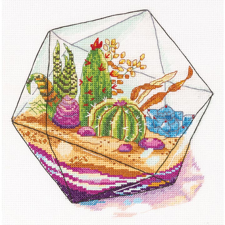 輸入刺繍キット PANNA Plant Terrarium プラントテラリウム 多肉植物｜C-7080 プレゼント 多肉植物