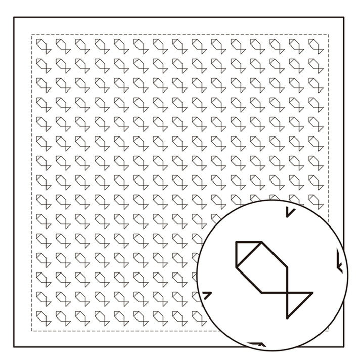 刺し子布パック オリムパス 一目刺しの花ふきん ほんわか サカナ｜H-1093 かわいい さかなさん ふきん 子供向き おうち時間 刺しゅう布