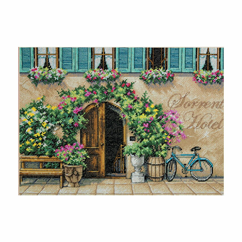 【冬刺繍P15】 輸入刺繍 Dimensions Sorrento Hotel ソレントホテル｜刺しゅうキット クロスステッチ 7..