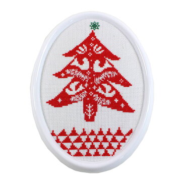 輸入刺繍 RICO Merry Christmas 白い鳥のツリー フレーム付|ドイツ製 クリスマス プレゼント ベルプル 79601 刺繍キット