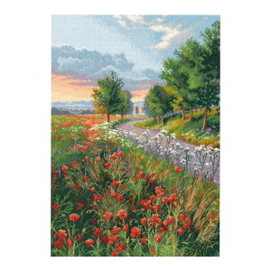 ◎注目輸入刺繍!◎ 輸入キット Morning on the way 朝の道 1239 Oben | 朝 自然 朝焼け 花 道 景色 風景 オーベン オーブン