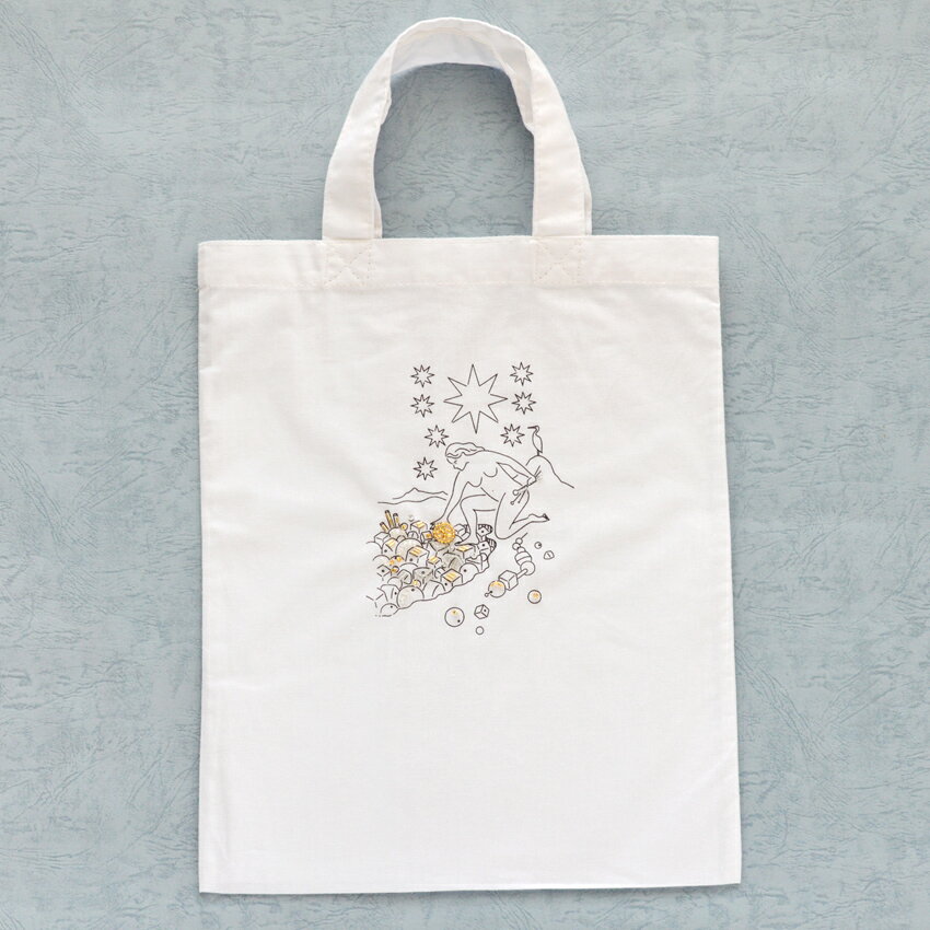 Embroidery - クラフトート ひらめき HCA22//3 | トートバッグ 26×33cm ビーズ 針 糸 セット MIYUKI 図案印刷済み トート ホワイト ミユキビーズ刺繍 セット タロットモチーフ 自由縫い付けビーズ
