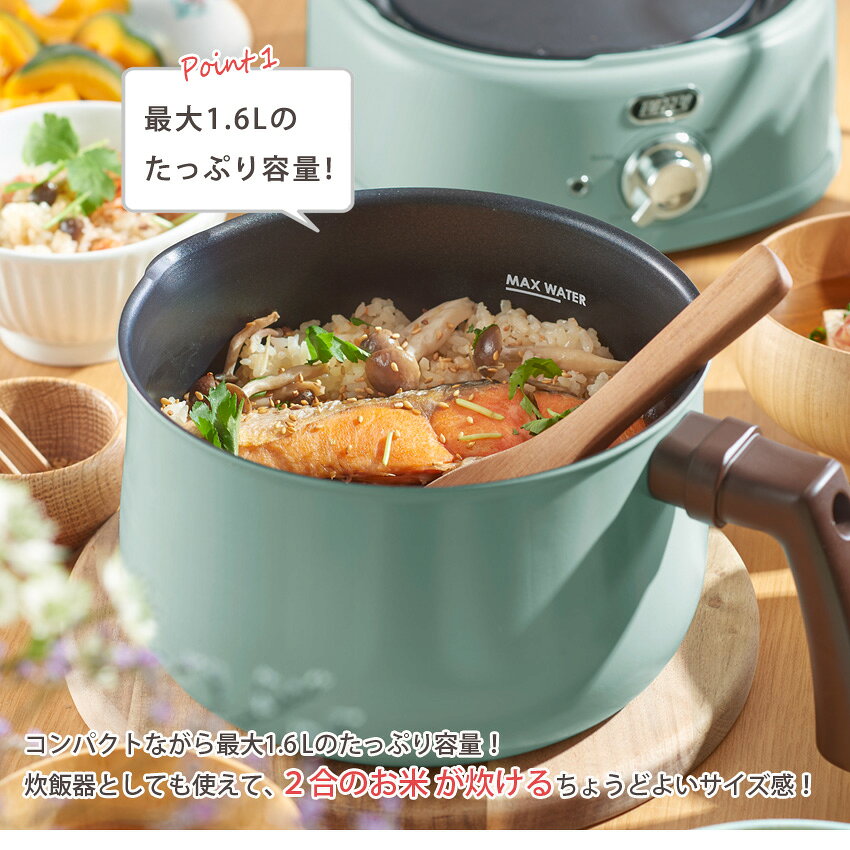 Toffy トフィー 2WAY 電気マルチポット K-HP4-PA K-HP4-AW | キッチン家電 ホットプレート 1台7役 直火対応 火力無階段調整可能 軽量 最大1.6L たっぷり容量 サントレーム 結婚 お祝い ギフト プレゼント トフィー おしゃれ 新生活 母の日 shugale-10111303 手芸材料の通信販売 シュゲール サンプル画像3
