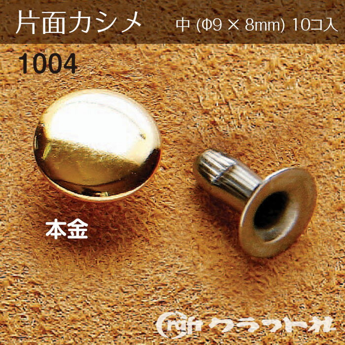 レザークラフト 片面カシメ 中 (φ9×8)　本金 10個入 クラフト社　1004-11　(取り寄せ品)　(メール便可)