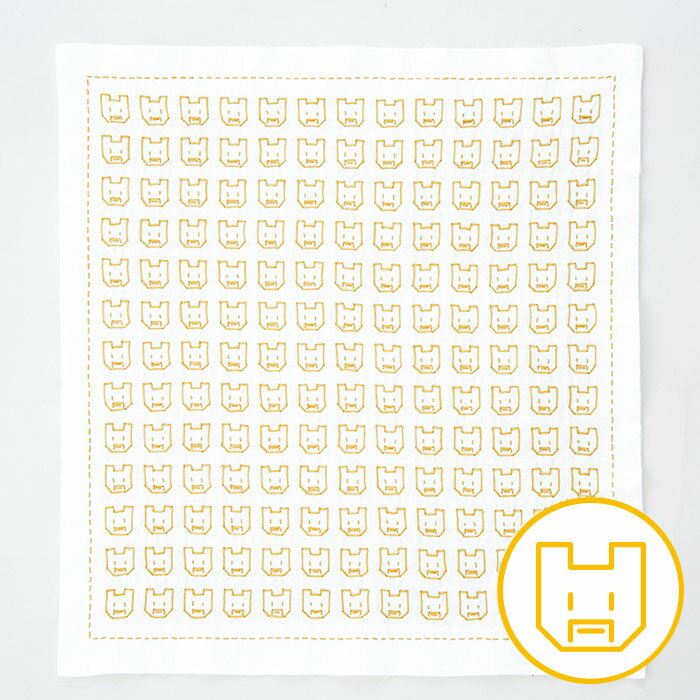 オリムパス 刺し子 キット 刺し子糸(細)で刺せる 一目刺しの花ふきん キット (クマ) 初級 刺し子ふきん　SK-404　(取り寄せ品)　(メール便不可)