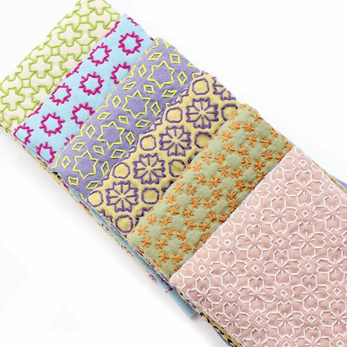 オリムパス 一目刺しの花ふきん 菊の花(からし) 刺し子布　H-5034　(メール便可)