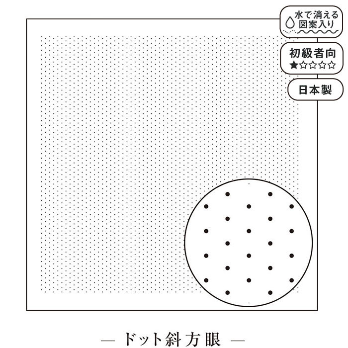 マラソン期間中2点でP5倍3点10倍!一目刺しの花ふきん布パック3枚組 ガイド付き　さらしもめん　ドット斜方眼(白) 刺し子ふきん　H-1056　(メール便可)