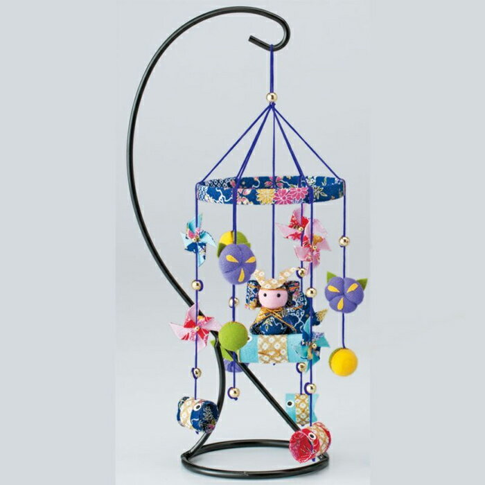 パナミ 手芸キット ちりめん細工 つるしかざりの端午の節句(青) 綿付き 豪華な輪かざり LH-408 (取り寄せ品) (メール便可)