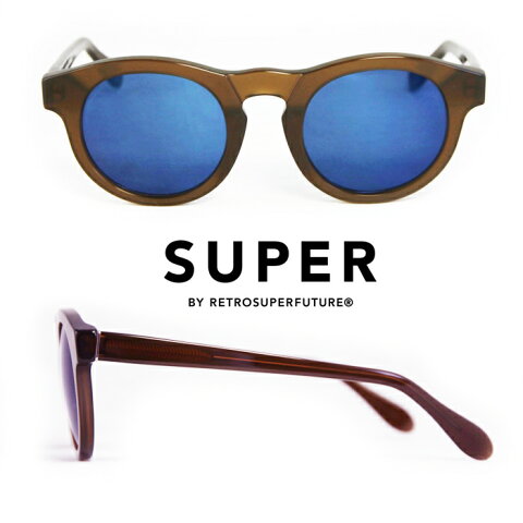 スーパーSUPER Sunglasses Boy Deep Brown[kksepyw]ボストン型 スーパーボーイ　ディープブラウン　サングラス　エレクトリックブルー　ミラーレンズ（ツァイス）　UVカット　メンズサングラス　レディースサングラス