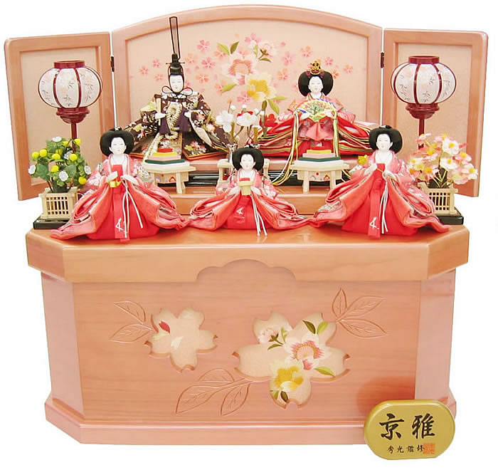 雛人形 ひな人形 お雛様 おひなさま かわいい 手作り 年 新作 秀光 限定品 送料無料 コンパクト ミニ 初節句 ひな祭り 収納 五人 5人 ピンク 桜 さくら 男雛 女雛 買得 お得 人気 ランキング A3135