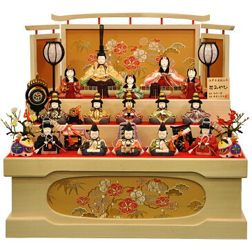 雛人形 ひな人形 お雛様 おひなさま かわいい 手作り 2019年 新作 秀光 限定品 送料無料 コンパクト ミニ 初節句 ひな祭り 木目込 一秀 十五人 15人 段 3段 収納 毛氈 男雛 女雛 狛犬 こま犬 買得 お得 人気 ランキング P84402