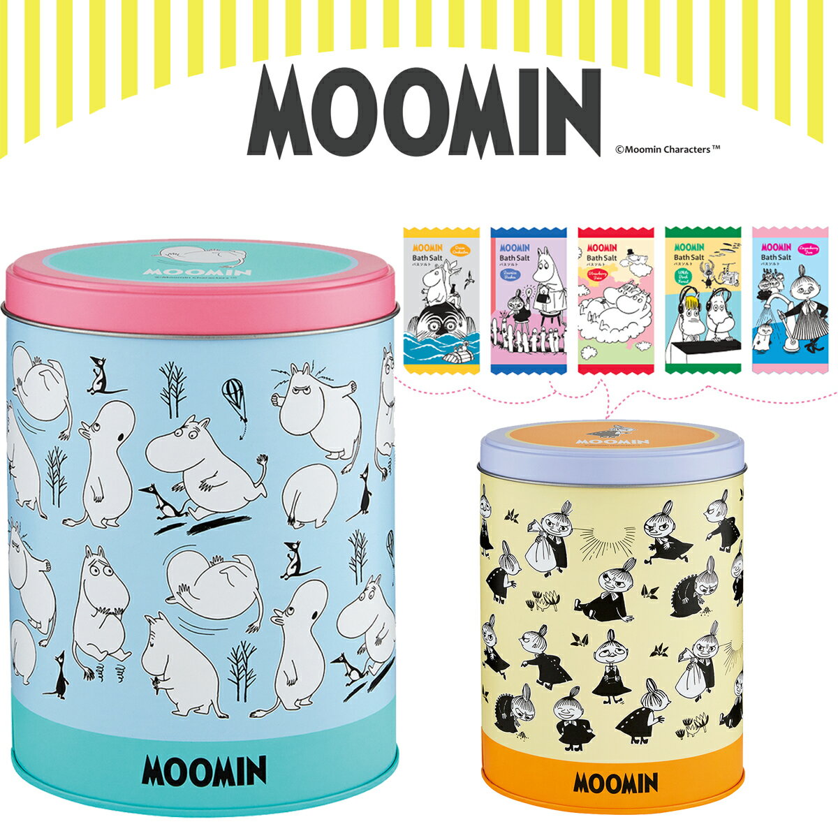 MOOMIN ムーミン かわいい缶入りバスソルトセット 入浴剤【入浴剤 バスボム 花 バスグッズ リラックス 誕生日 プレゼント 女子会 贈り物 ギフト お返し 可愛い いい匂い いい香り お風呂 景品 インスタ 容器 結婚祝い おすすめ 人気 女性 かわいい 内祝い】のサムネイル