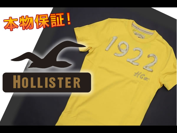 【HOLLISTER/ホリスター】(半袖Tシャツ)(アメカジ)ホリスター メンズ 半袖Tシャツ アップリケTシャツ イエロー【セール】(XS,S,M,L,XL)
