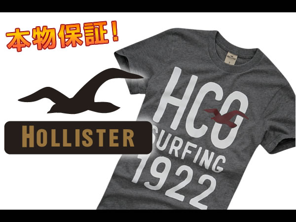 【100％本物保障】【Hollister/ホリスター】(半袖Tシャツ)(アメカジ)ホリスター メンズ 半袖TシャツFIRST POINT ダークヘザーグレー (XS,S,M,L,XL)【セール】