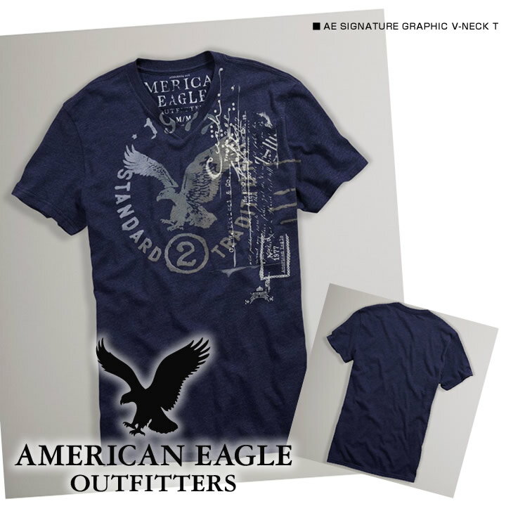 アメリカンイーグル メンズ 半袖TシャツAE SIGNATURE GRAPHIC V-NECK T ブルースチーム (0164-3830) お買い物マラソン 最大 ポイント 24倍 ! ラッピング 無料! あす楽 3980円以上 送料無料 ! メンズ かっこいい プレゼント ギフト にも! 秋物 新作 入荷!