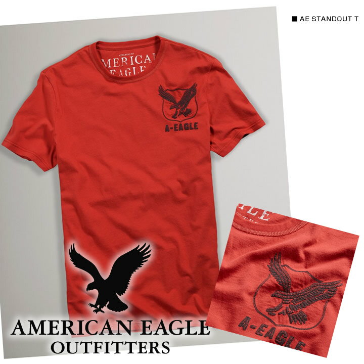 【American Eagle/アメリカンイーグル】(半袖Tシャツ)(アメカジ)アメリカンイーグル メンズ 半袖TシャツAE STANDOUT T レッドサン (0164-2023)(XS/S/M/L/XL/XXL)【セール】