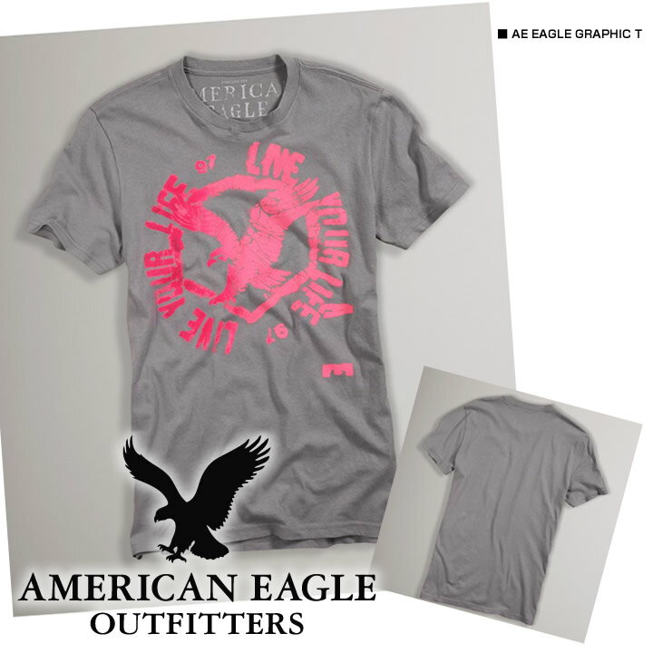 【American Eagle/アメリカンイーグル】(半袖Tシャツ)(アメカジ)アメリカンイーグル メンズ 半袖TシャツAE EAGLE GRAPHIC T パトロールグレー (0162-2063)(XS,S,M,L,XL)【セール】