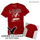 【American Eagle/アメリカンイーグル】(半袖Tシャツ)(アメカジ)アメリカンイーグル メンズ 半袖TシャツAE FLOCKED GRAPHIC T レッド (0164-3930)(XS,S,M,L,XL)【セール】