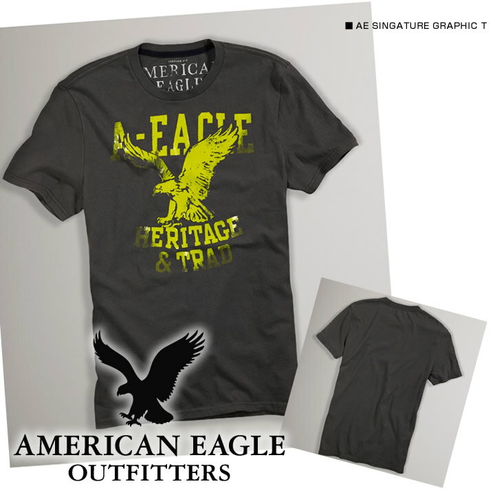 【American Eagle/アメリカンイーグル】(半袖Tシャツ)(アメカジ)アメリカンイーグル メンズ 半袖TシャツAE SINGATURE GRAPHIC T シティーグレー (1195-3838)(XS,S,M,L,XL)【セール】